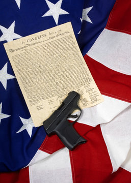 Declaration of Independence with Hand Gun, Vertical 