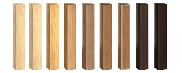Collection of wooden bars. 3D rendering