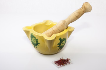 Clay mortar with spanish saffron
