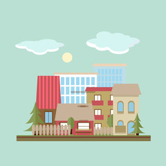 Fototapeta premium Flat design landscape day vector illustration