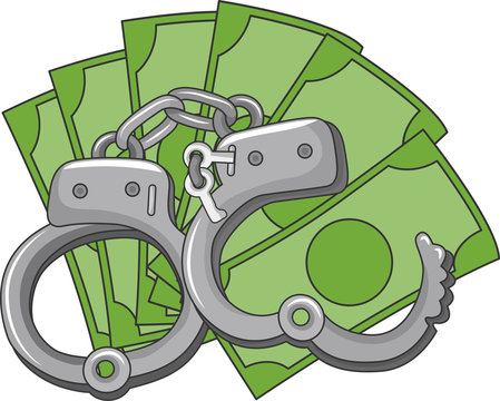 handcuffs and money: crime concept clip art preview