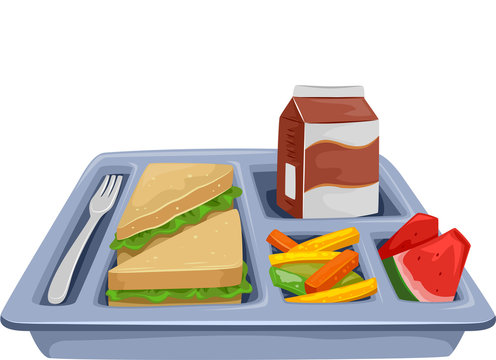 Healthy And Tasty School Lunch Trays Royalty Free SVG, Cliparts