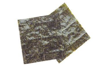 Nori , Japanese edible seaweed used as a wrap for sushi and onigiri