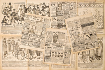 Newspaper pages with antique advertising