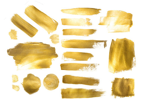 Collection of golden paint strokes to make a background for your
