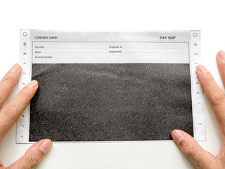 carbon salary slip, or carbon paper  on white - 100854942