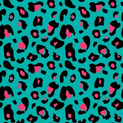 Cercles muraux Pour elle Motif léopard transparent extravagant coloré en noir, vert un