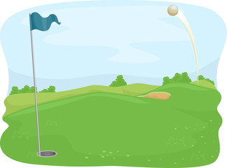Flying Golf Ball Shot Hole