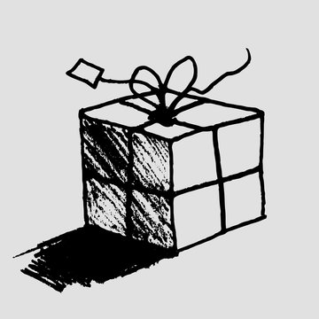 Hand Drawn Gift Box With Tag Vector