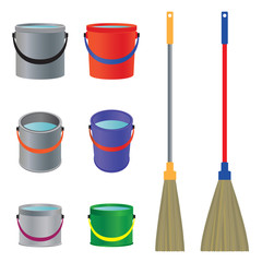 Mops and buckets.