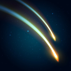 Two comets on the space background vector illustration