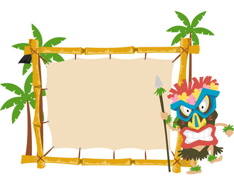 Man Tiki Mask Coconut Banner