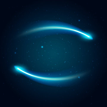 Two comets on the space background. Vector illustration with spa