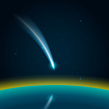 Comet in space vector