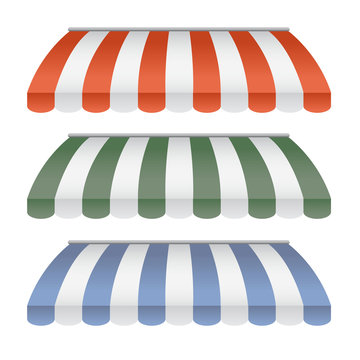 Set Of Striped Awnings : Vector Illustration