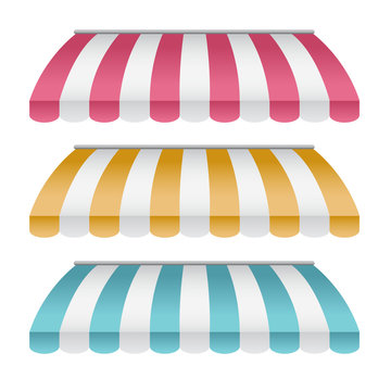 Set Of Striped Awnings : Vector Illustration