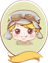 Retro Kid Boy Frame Ribbon Aviation Cap