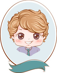 Retro Kid Boy Frame Ribbon Tie