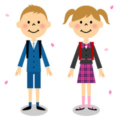 入学式イメージ（小学生男の子、女の子）