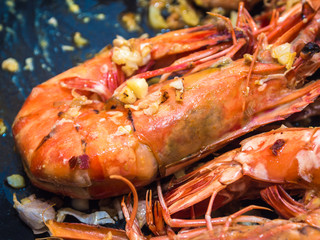 Shrimp grilled on plate