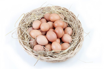 eggs in a rattan basket