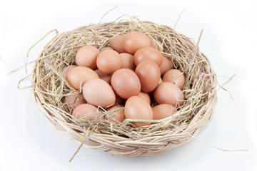 eggs in a rattan basket