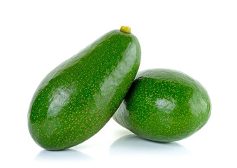 Green avocado isolated on the white background