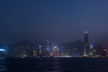 View of skyscrapers in business center of Hong Kong city