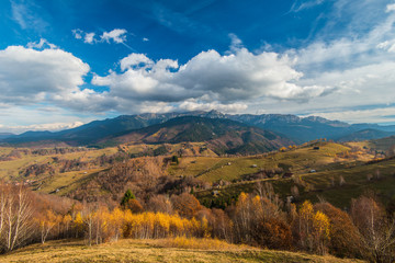 Autumn scenery in remote rural area in Transylvania