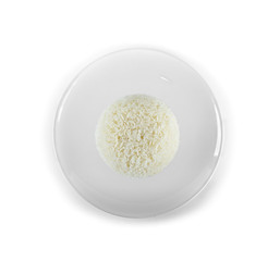 Fototapeta na wymiar Cooked rice with plate isolated on white background