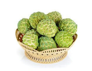 Sugar apple in the basket isolated on the white background