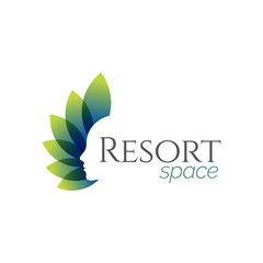 Abstract Women Beauty Resort Spa Green Blue Logo icon, Isolated in White Background