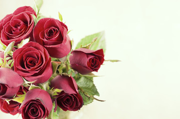 Bouquet of beautiful roses in vase
