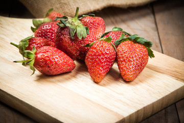 strawberry on the wood