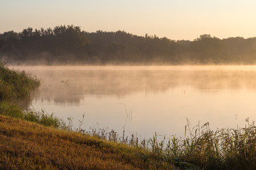 Morning fog on a lake