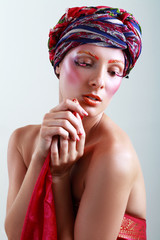 turban and with artistic visage