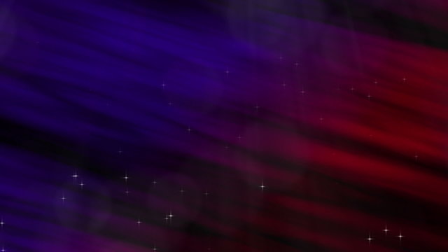This perfectly seamless abstract loop features a colorful background of violet purple and ruby red with rising sparkling particles and subtle shafts of light.
