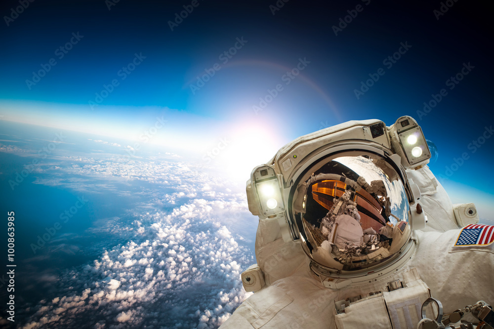 Poster astronaut in outer space
