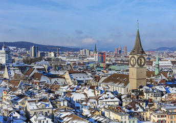 Zürich Stadtansicht im Winter