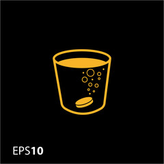 Effervescent tablet with cup icon