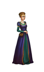Fototapeta premium Illustration of fantasy princess in dress with tiara realistic isolated