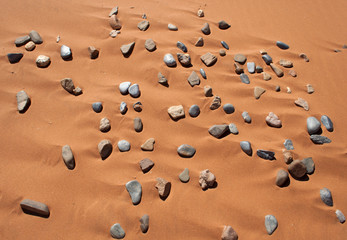 stones in the desert sand Sossusvlei, Namibia