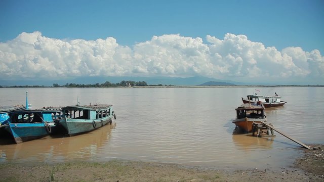 Myanmar Boat in Irrawaddy river