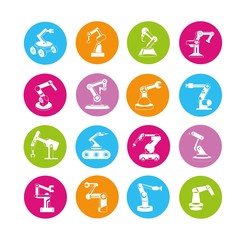 industrial robots, robotic arm icons