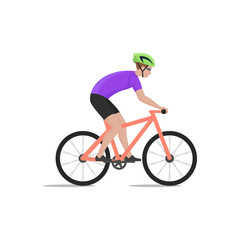 Vector illustration of cyclist on bike; biker and bicycling; spo