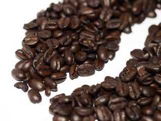 Roasted coffee beans On White Background