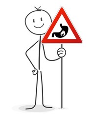 Strichmännchen mit Sodbrennen Schild