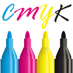 four highlighters CMYK