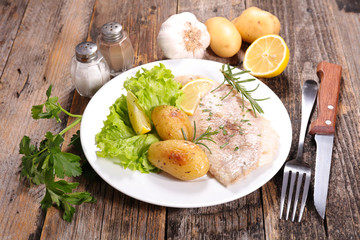 fried fish and roast potato