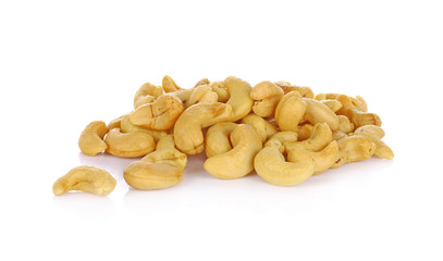cashew nuts heap on white background